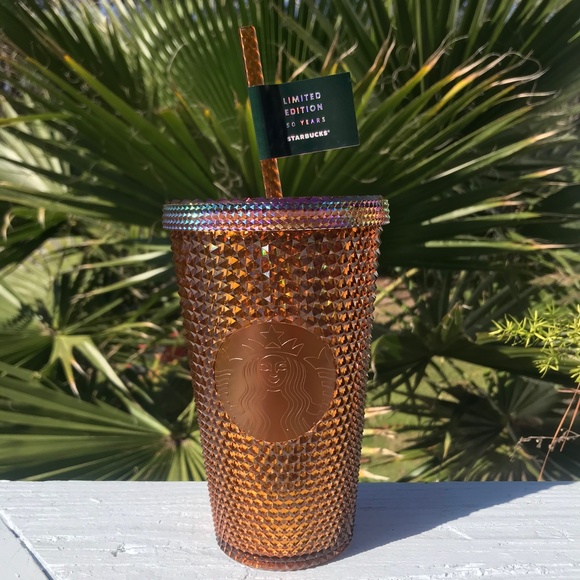 STARBUCKS 50TH ANNIVERSARY GRANDE 16 OZ (473 ml) GOLD/COPPER STUDDED TUMBLER - Picture 4 of 4